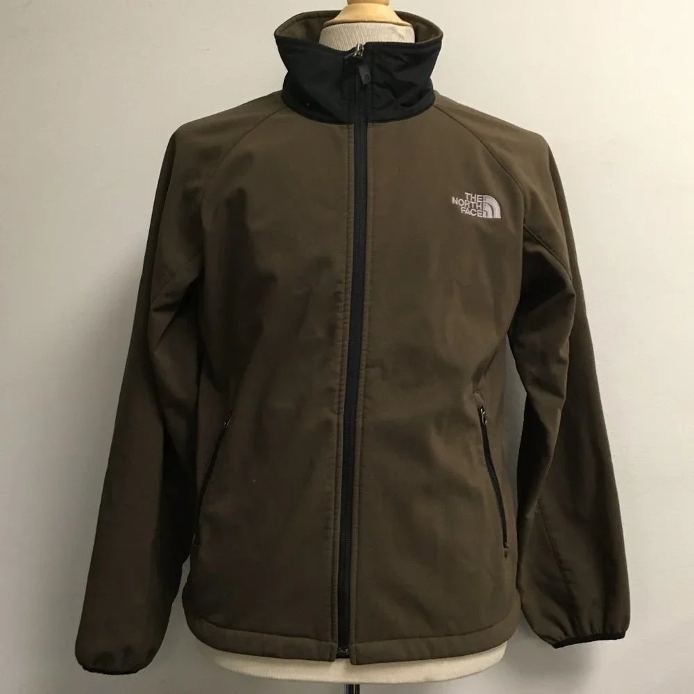 The North Face brown zip soft shell wind jacket S